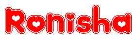 The image displays the word Ronisha written in a stylized red font with hearts inside the letters.