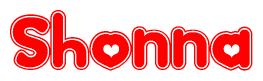 The image displays the word Shonna written in a stylized red font with hearts inside the letters.