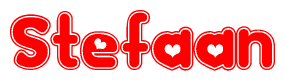 The image displays the word Stefaan written in a stylized red font with hearts inside the letters.