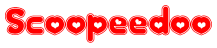The image displays the word Scoopeedoo written in a stylized red font with hearts inside the letters.