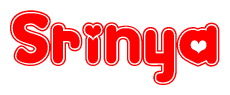 The image displays the word Srinya written in a stylized red font with hearts inside the letters.
