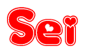 The image displays the word Sei written in a stylized red font with hearts inside the letters.