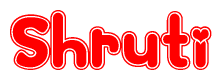   The image displays the word Shruti written in a stylized red font with hearts inside the letters. 