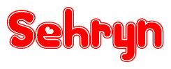 The image is a clipart featuring the word Sehryn written in a stylized font with a heart shape replacing inserted into the center of each letter. The color scheme of the text and hearts is red with a light outline.