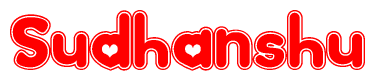 The image displays the word Sudhanshu written in a stylized red font with hearts inside the letters.