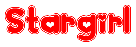 The image displays the word Stargirl written in a stylized red font with hearts inside the letters.