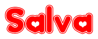 The image displays the word Salva written in a stylized red font with hearts inside the letters.