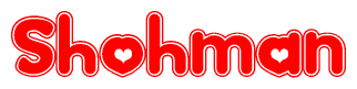 The image displays the word Shohman written in a stylized red font with hearts inside the letters.