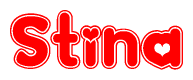 The image displays the word Stina written in a stylized red font with hearts inside the letters.
