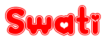 The image displays the word Swati written in a stylized red font with hearts inside the letters.
