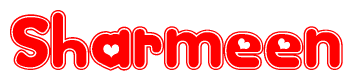 The image displays the word Sharmeen written in a stylized red font with hearts inside the letters.