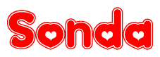 The image displays the word Sonda written in a stylized red font with hearts inside the letters.