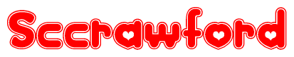 The image displays the word Sccrawford written in a stylized red font with hearts inside the letters.