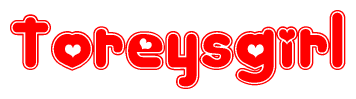 The image displays the word Toreysgirl written in a stylized red font with hearts inside the letters.