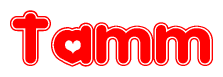 The image is a clipart featuring the word Tamm written in a stylized font with a heart shape replacing inserted into the center of each letter. The color scheme of the text and hearts is red with a light outline.