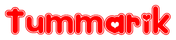 The image displays the word Tummarik written in a stylized red font with hearts inside the letters.