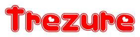 The image displays the word Trezure written in a stylized red font with hearts inside the letters.