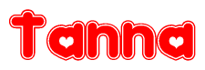 The image displays the word Tanna written in a stylized red font with hearts inside the letters.