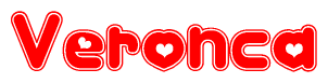 The image is a clipart featuring the word Veronca written in a stylized font with a heart shape replacing inserted into the center of each letter. The color scheme of the text and hearts is red with a light outline.