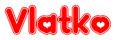 Red and White Vlatko Word with Heart Design