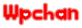The image displays the word Wpchan written in a stylized red font with hearts inside the letters.