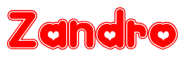 The image displays the word Zandro written in a stylized red font with hearts inside the letters.
