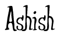 The image contains the word 'Ashish' written in a cursive, stylized font.