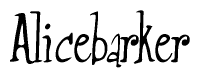 The image is of the word Alicebarker stylized in a cursive script.