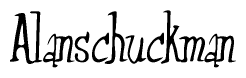 The image contains the word 'Alanschuckman' written in a cursive, stylized font.