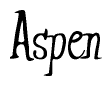 The image contains the word 'Aspen' written in a cursive, stylized font.