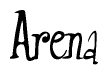 The image is a stylized text or script that reads 'Arena' in a cursive or calligraphic font.