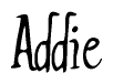 The image is a stylized text or script that reads 'Addie' in a cursive or calligraphic font.