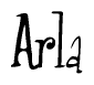 The image contains the word 'Arla' written in a cursive, stylized font.