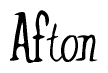 The image contains the word 'Afton' written in a cursive, stylized font.