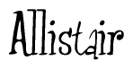 The image is of the word Allistair stylized in a cursive script.