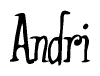 The image is of the word Andri stylized in a cursive script.