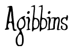 The image is of the word Agibbins stylized in a cursive script.