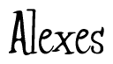 The image is of the word Alexes stylized in a cursive script.