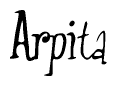 The image contains the word 'Arpita' written in a cursive, stylized font.