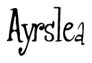 The image is a stylized text or script that reads 'Ayrslea' in a cursive or calligraphic font.