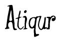 The image is a stylized text or script that reads 'Atiqur' in a cursive or calligraphic font.