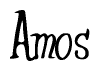 The image contains the word 'Amos' written in a cursive, stylized font.