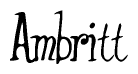 The image is a stylized text or script that reads 'Ambritt' in a cursive or calligraphic font.