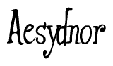The image is of the word Aesydnor stylized in a cursive script.