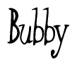 The image is a stylized text or script that reads 'Bubby' in a cursive or calligraphic font.