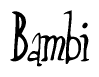 The image is of the word Bambi stylized in a cursive script.