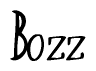 The image is a stylized text or script that reads 'Bozz' in a cursive or calligraphic font.