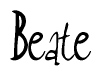 The image is a stylized text or script that reads 'Beate' in a cursive or calligraphic font.