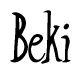 The image contains the word 'Beki' written in a cursive, stylized font.