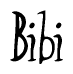 The image contains the word 'Bibi' written in a cursive, stylized font.
